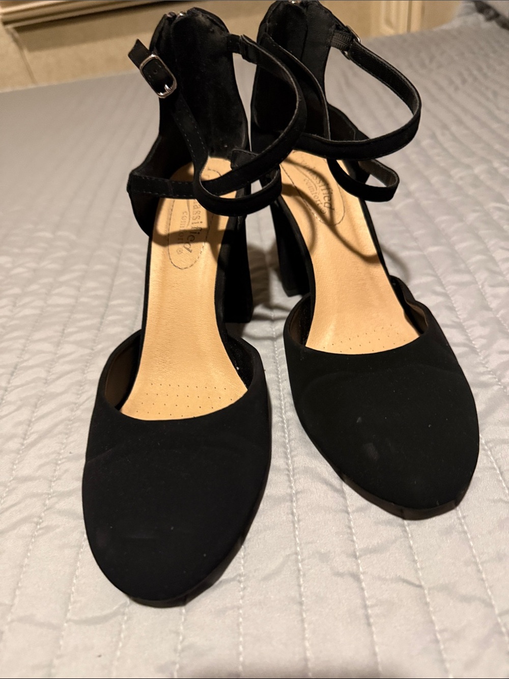 Cityclassified Black Ankle-Strap Block Heels